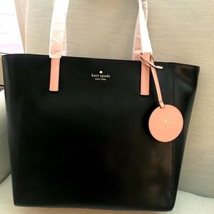 NWT Kate Spade Black Leather Medium Tote